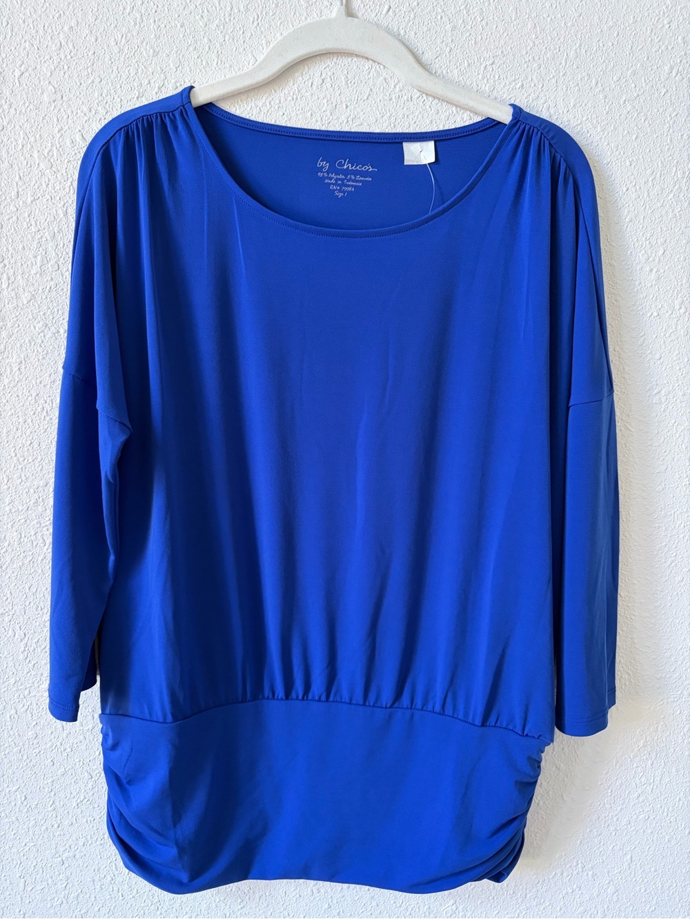 By Chico’s Willow Wide Band Top 3/4 Sleeve Blue Grotto Size 1 / Medium